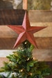 Red Star Christmas Tree Topper Decoration- 12 inch star tree topper made from red reclaimed metal