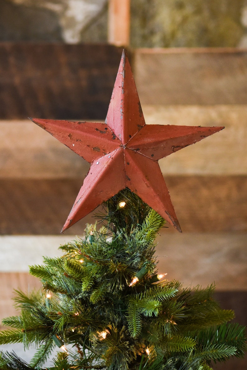 Red Star Christmas Tree Topper Decoration Red Metal Star 12 Reclaimed Metal Christmas Star Tree Topper Christmas Star Topper Christmas Gift Red Metal Star