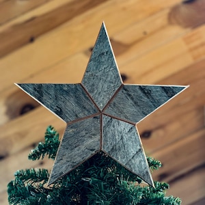 Silver Cedar Wood Star Christmas Tree Topper Decoration 12” Star Tree Topper made from Reclaimed Wood Christmas Star Topper Barn Star