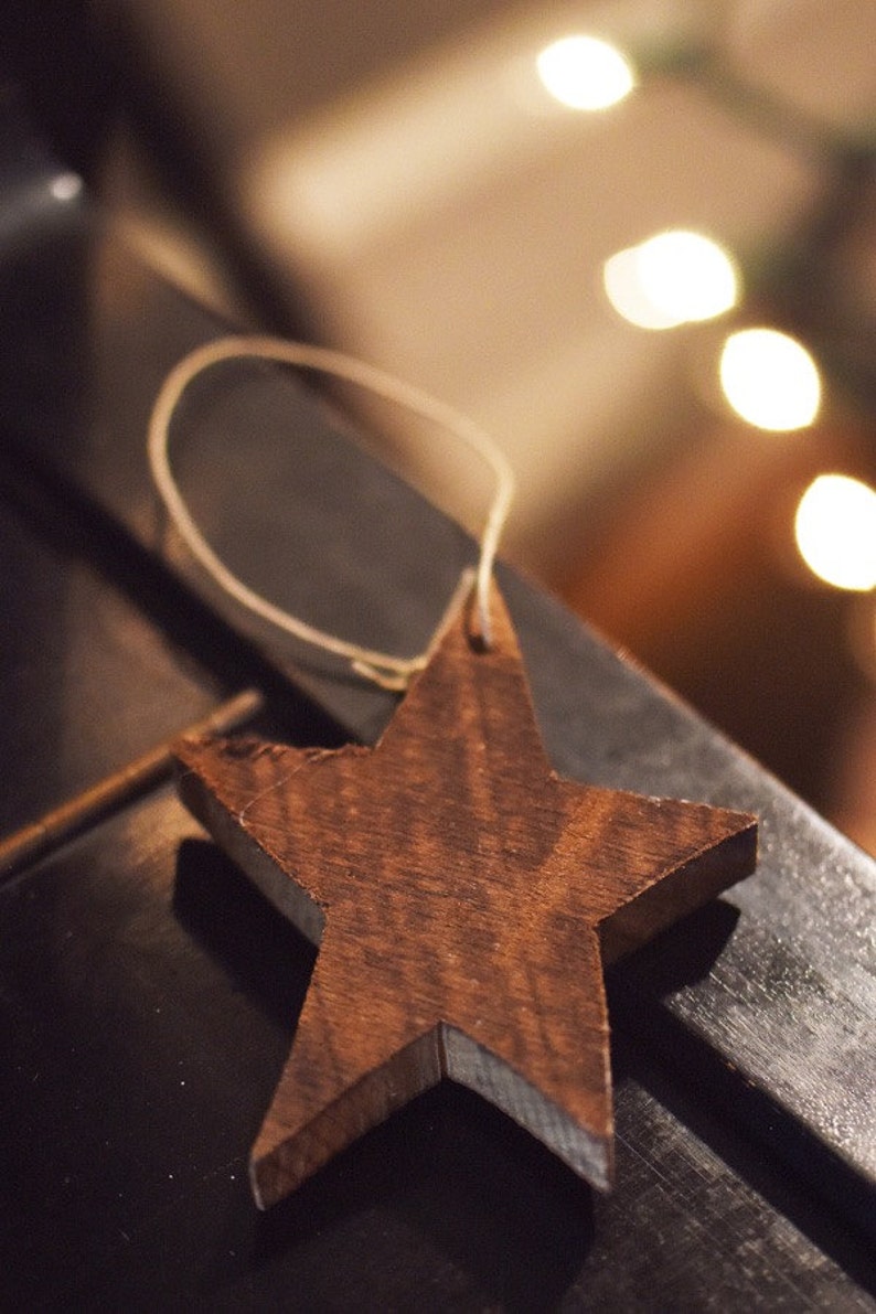 Christmas Tree Star Ornament Star Ornament made from reclaimed barn wood Wooden Ornament Gift Tag image 3
