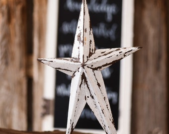 White Metal Star Christmas Tree Topper Decoration Folk Star Topper Reclaimed Metal Christmas Star Tree Topper Star Topper Christmas Gift