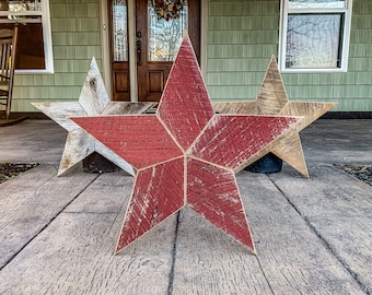 Barn Wood Star Rustic Star Wall Decor 24” Reclaimed Wood Star Farmhouse Star Wall Hanging Cabin Decor Red Barn Star Rustic Gift For Dad