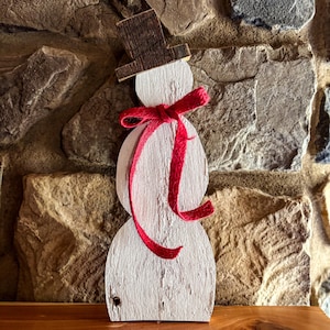 Snowman Christmas Decoration Wood Snowman Christmas Decor made from Reclaimed Wood Shelf Decoration Xmas Decor Wooden Snowman