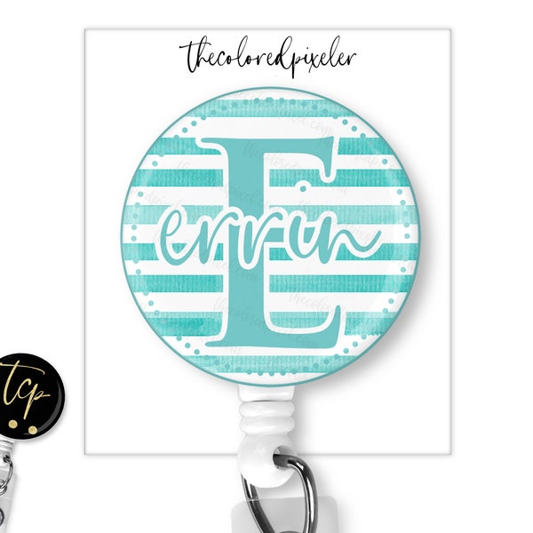 Custom Name Interchangeable Badge Reel Topper, Alligator Clip Epoxy & Resin Free, Monogram Initial badge reel, select from 3 color options