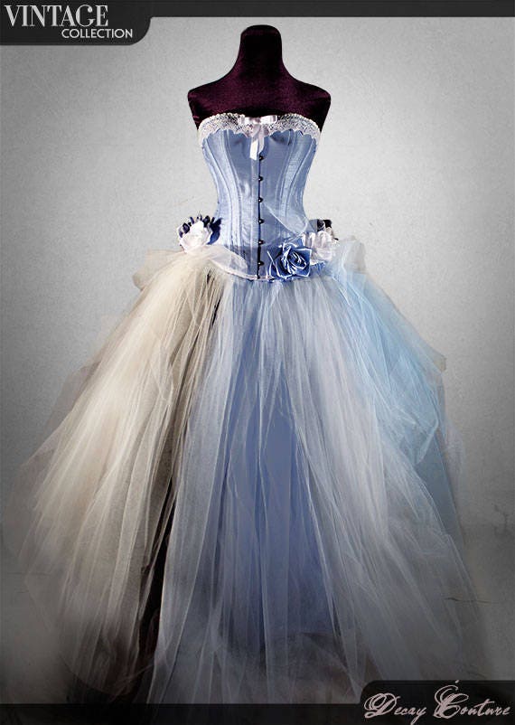 Victorian Wedding Dress Blue Wedding Shabby Wedding Dress Etsy