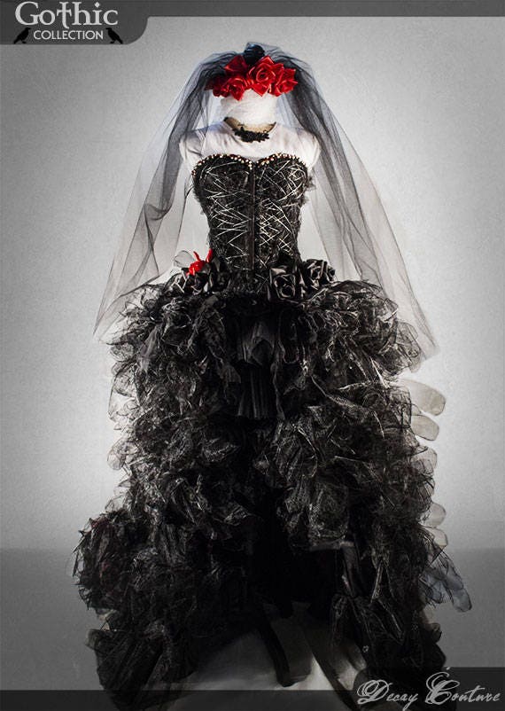 ELEEN Black Gothic Wedding Dress halloween Wedding-long - Etsy