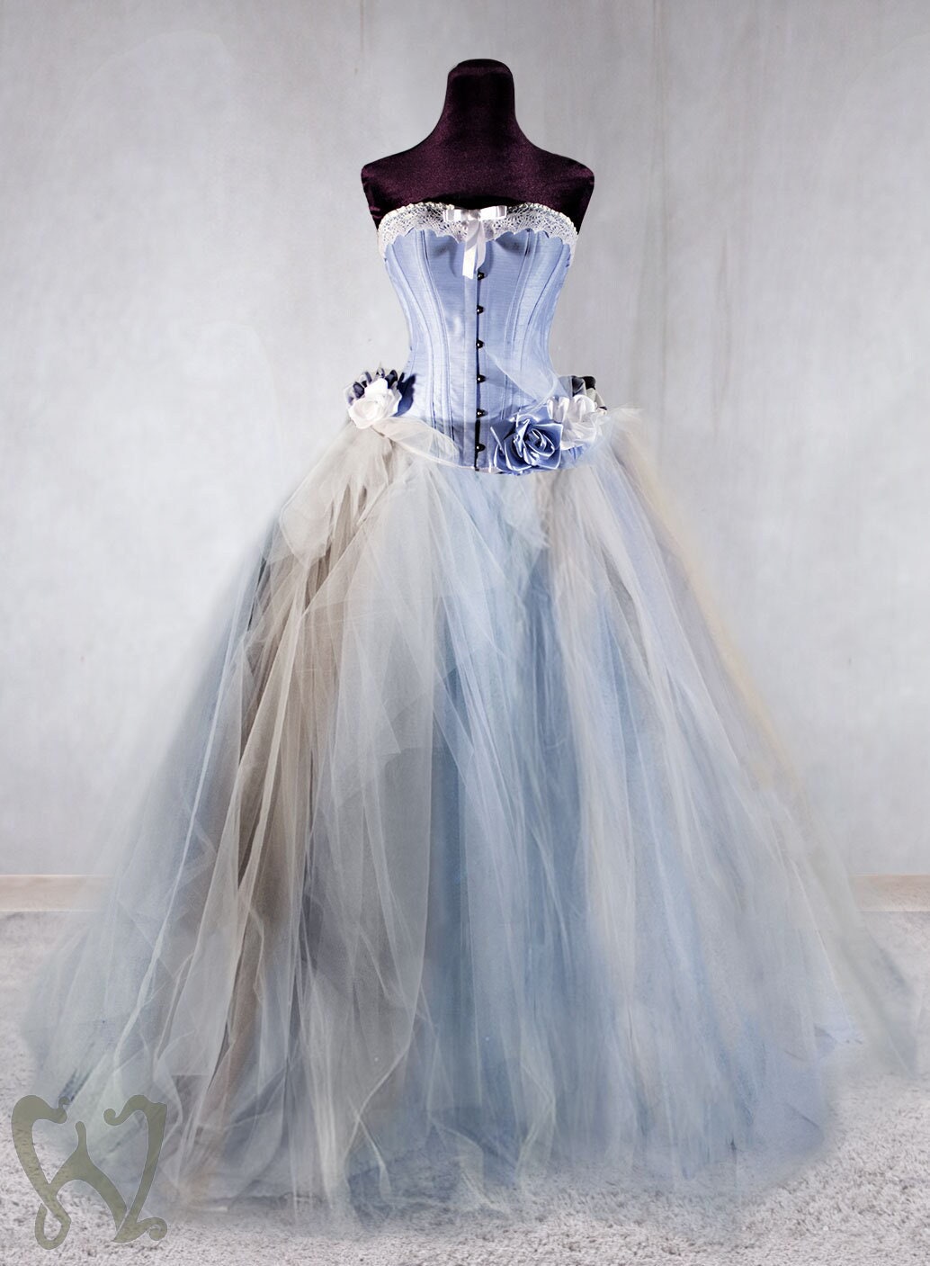 LOVE IN A MIST Victorian Wedding Dress Blue Wedding Shabby - Etsy