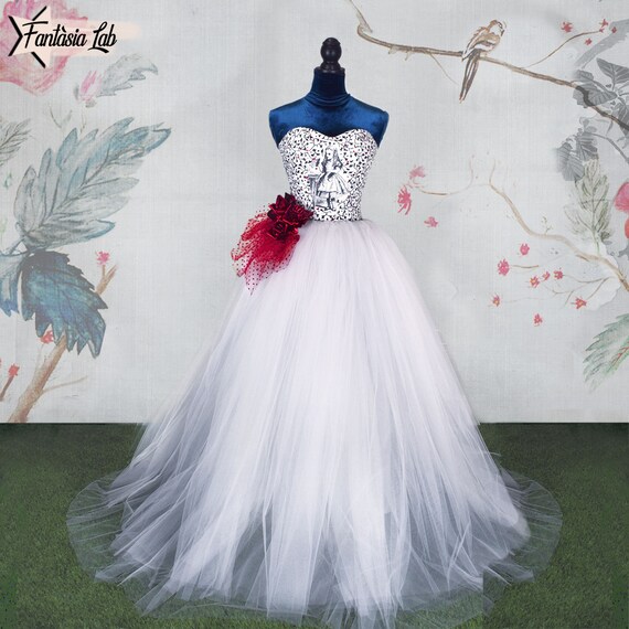 Alice In Wonderland White Wedding Dress Disney Wedding Etsy