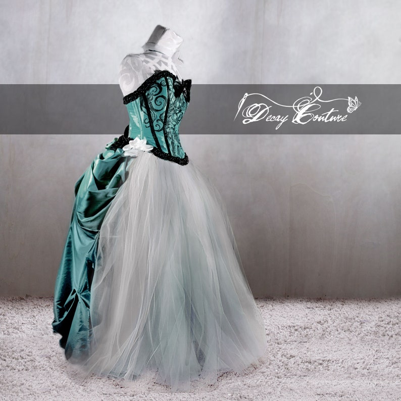 Turquoise and Champagne Wedding Dress