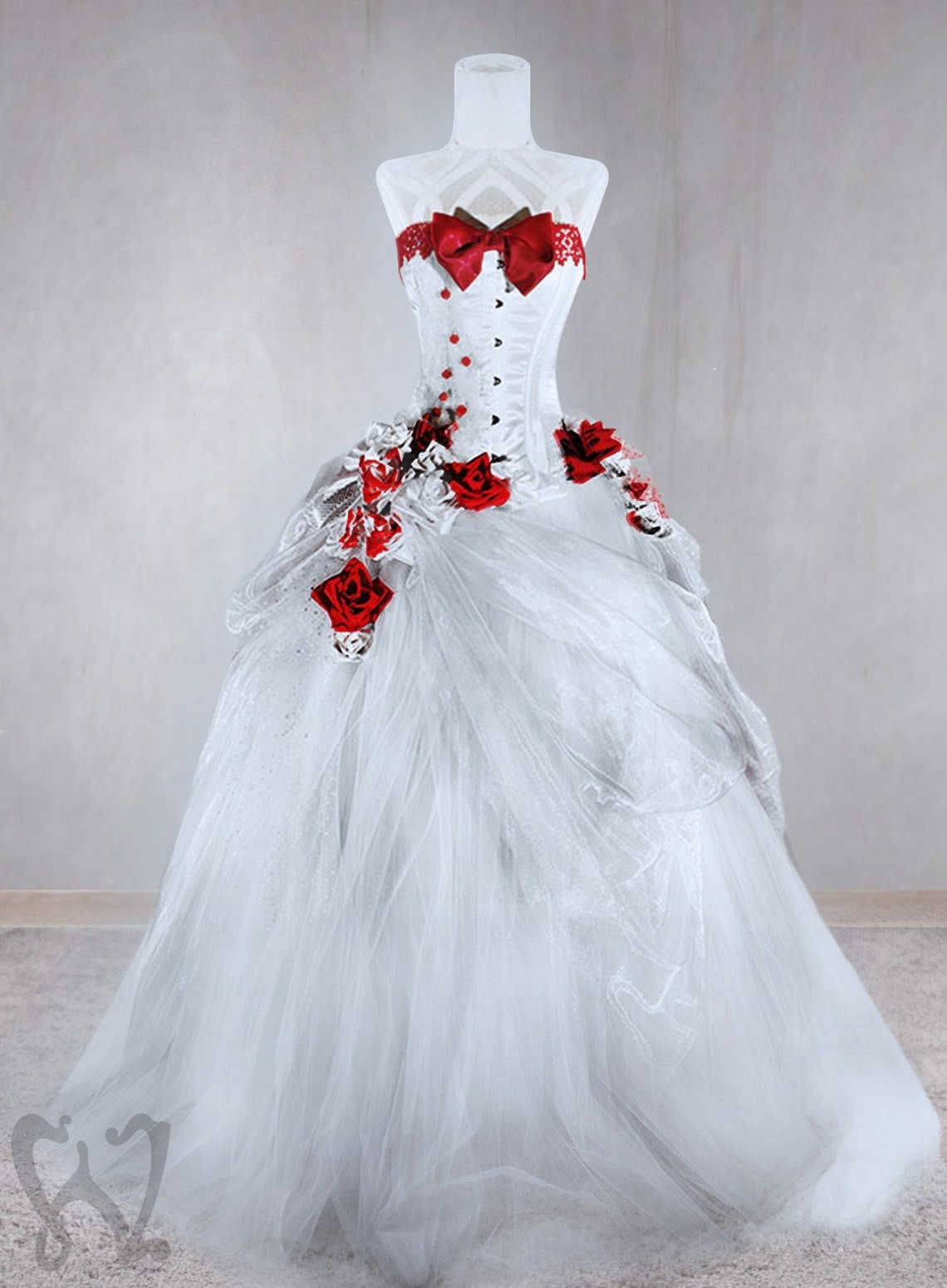 Painting the Roses Red Wedding Gown Wonderland wedding fairy image 1