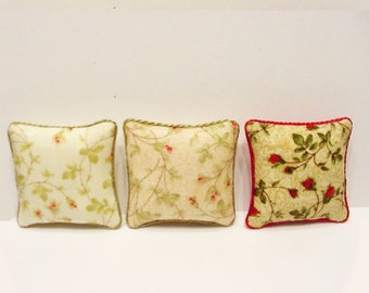 Dollhouse Miniature Boy Girl Cushion Pillow Praying 1:12 Scale Handmade 2 pieces