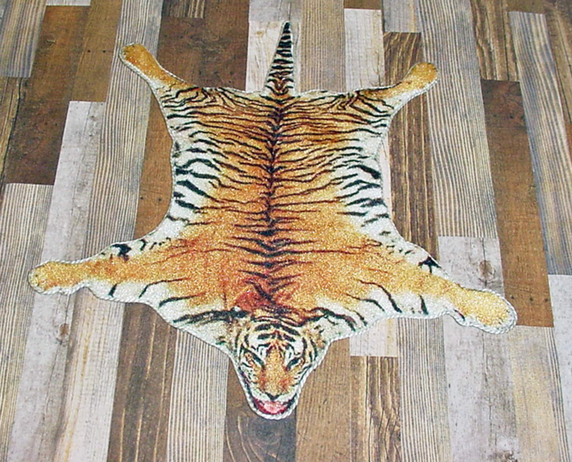 Dollhouse Miniature Velvet Faux Tiger Skin Rug 1:12 Scale Artisan 