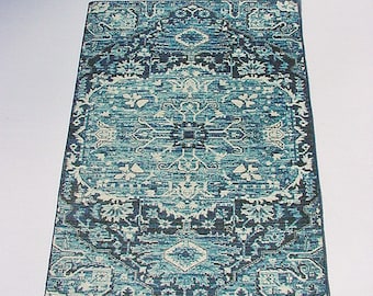Dollhouse Rug 1:12 Scale Boho Blues Bohemian Miniature Oriental Carpet