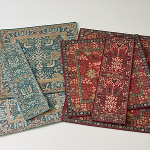 Dollhouse Rug Dark Red or Blue Oushak Modern Turkish Style Tribal Miniature Area Carpet Runner 1:12 Scale