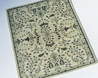 Dollhouse Rug 1:12 Scale Charcoal and Gray/Green Area Rug Carpet IGMA Artisan