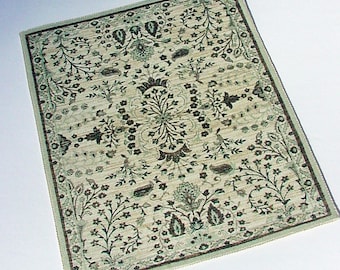 Dollhouse Rug 1:12 Scale Charcoal and Gray/Green Area Rug Carpet Artisan