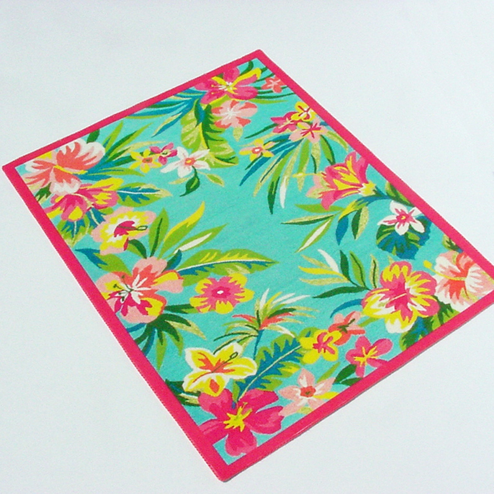 Hibiscus Rug Dollhouse Miniature Rug 1:12 Scale Tropical Hibiscus Patio Lanai Carpet ...