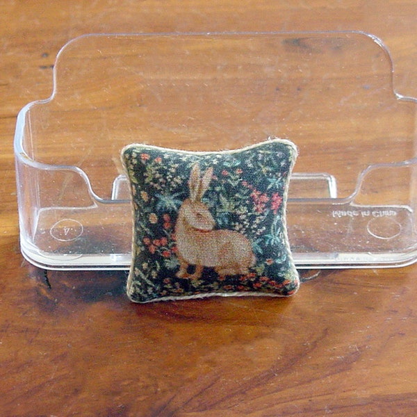 Dollhouse Miniature Pillow Cushion 1:12 Scale William Morris style "The Hare" Dolls house accent pillows
