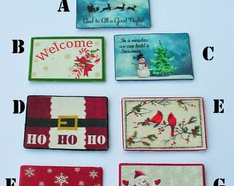Dollhouse Door Mat Miniature Christmas Snowman Cardinals Santa Pointsettia HOHOHO Doormat