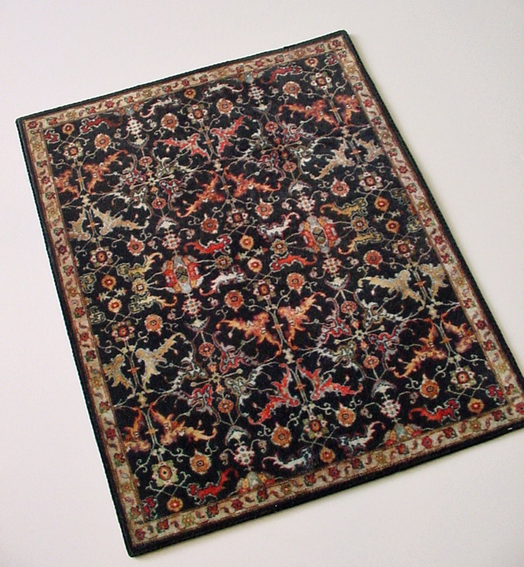 Hand Crafted Miniature Rugs Artisan Dollhouse Miniature Rug Black Multicolor 1:6 1 12 Scale ...