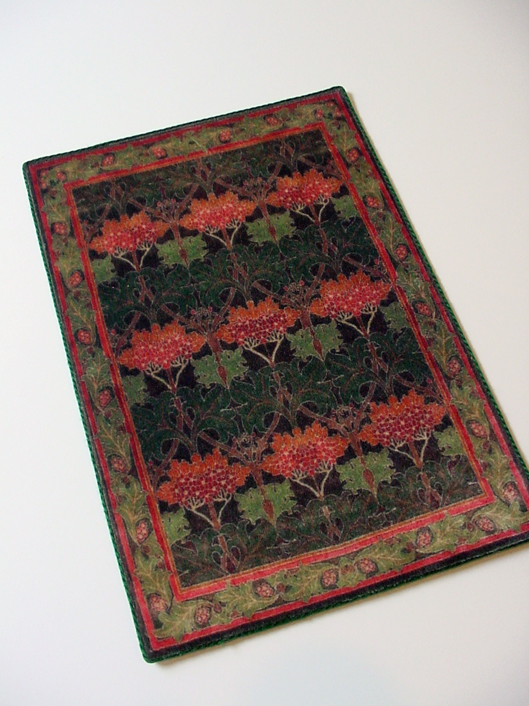 Hand Crafted Miniature Rugs Miniature Dollhouse Velvet Rug 1:12 Scale Dark Green Rust Arts Crafts ...