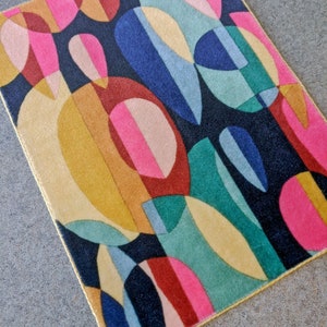 Dollhouse Miniature Rug * Mid-Century Modern Bright Teardrop Eames MCM Carpet Abstract 5x7&quot;