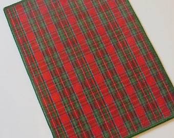 Dollhouse Miniature Rug 1:12 Scale Christmas Red Green Plaid Holiday Carpet Velvet Artsian