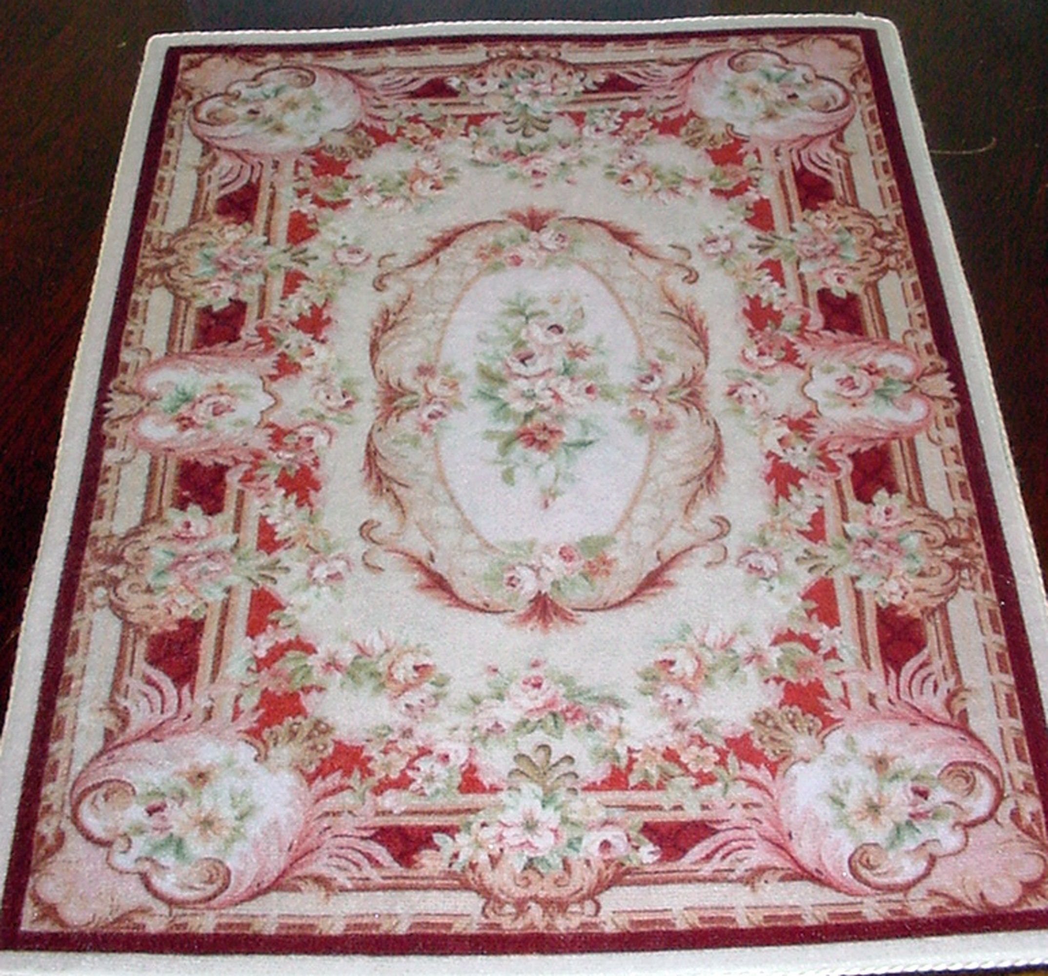 Dollhouse Miniature Aubusson Rug Rose Pink Elegant Plush Velvet 1:12 …