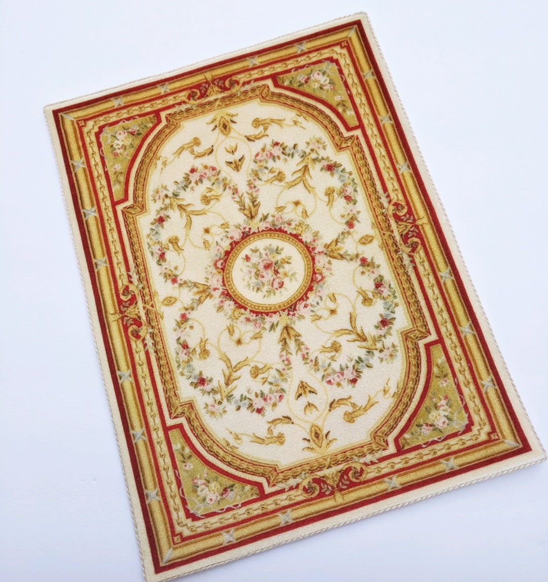 Dollhouse Rug French Rococo RESTOCKED 1:12 Scale Aubusson Red Gold ...