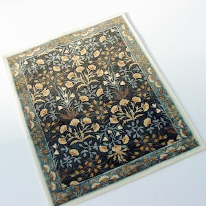 Miniature Dollhouse Rug Blue Arts Crafts Mission Velvet 1:12 Scale Velvet