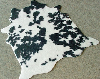 DOLLHOUSE Rug - Salt & Pepper Faux Cowhide Velvet Miniature Carpet Rug 1:12 Scale