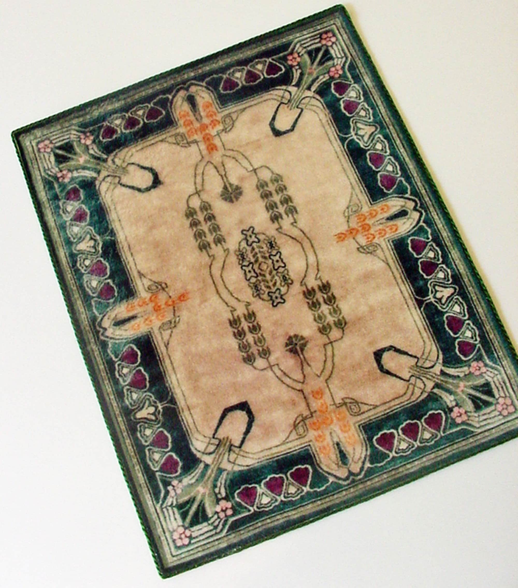 Dollhouse Miniature Rug 1:12 Scale Irish Art Nouveau Green Tan Area Carpet  Artisan - Etsy, image size:2000x2270