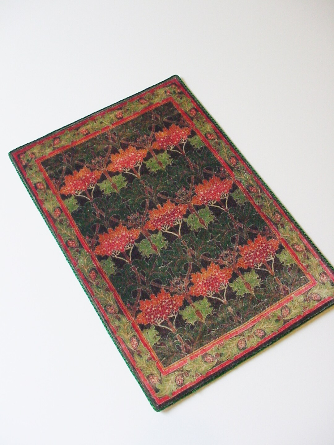 Miniature Dollhouse Velvet Rug 1:12 Scale Dark Green Rust Arts Crafts ...