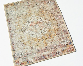 Dollhouse Rug Light Brown Tribal Modern Farmhouse Area Carpet 1:12 Scale