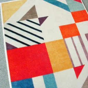Dollhouse Miniature Rug Color Block Velvet Mid-century Modern MCM Area ...