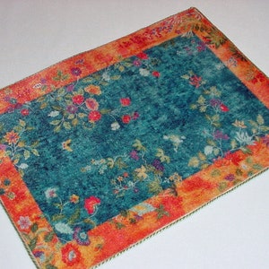 Dollhouse Miniature Rug Asian Oriental Style VELVET 1:12 Scale Flowers Butterflies Area Rug Artisan