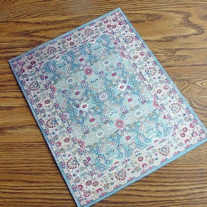 Miniature Modern Rug Dollhouse Persian Style Blue Gray Persian Carpet