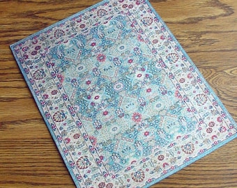 Miniature Modern Rug Dollhouse Blue Gray Oriental Carpet