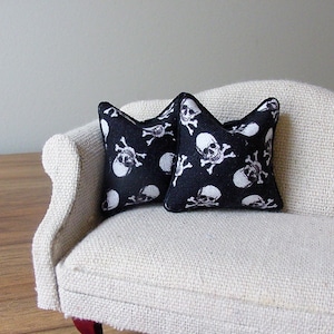 Dollhouse Miniature Pillow Skull Bones Goth Halloween Witch Decor 1:12 Scale Cushion for Dolls