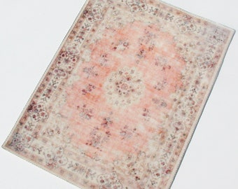 Dollhouse Rug 1:12 Scale Peachy Pink Medallion Velvet Carpet Artisan