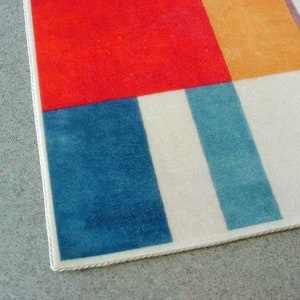Dollhouse Miniature Rug Color Block Velvet Mid-century Modern MCM Area ...