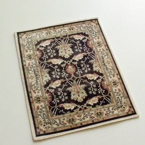 Dollhouse Miniature Rug Earthy Neutrals Craftsman Arts Crafts William Morris Brown Gray Tan Doll Carpet VELVET