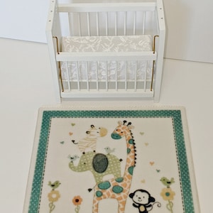 Dollhouse Nursery Rug Baby Room Miniature Area Carpet Mini Child Animals Design