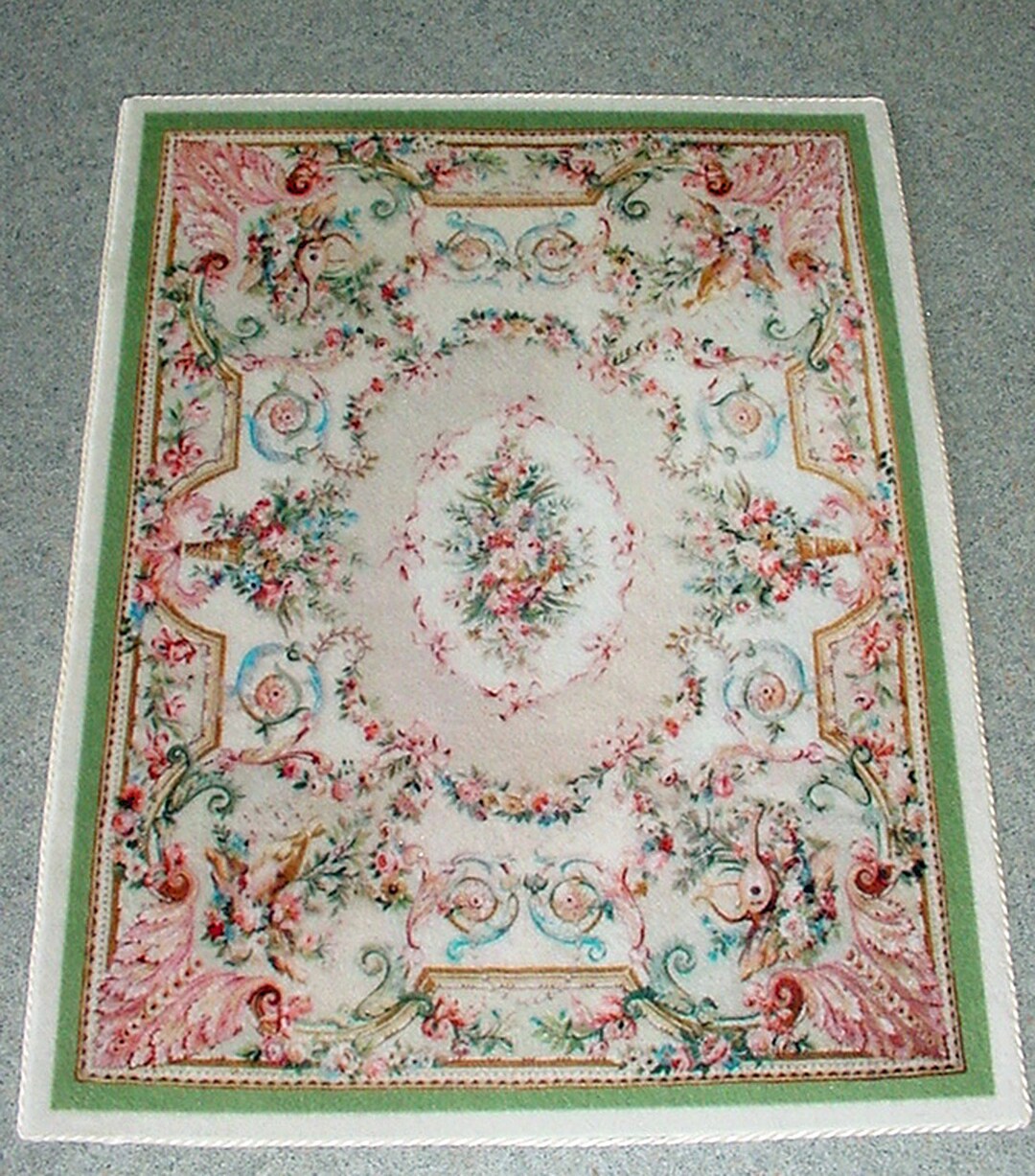 Dollhouse Rug French Aubusson Rococo Velvet Roses Louis XVI Marie ...