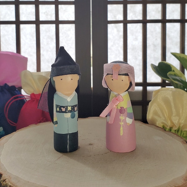 Korean First Birthday Cake Topper • Wooden Dolls • Customized • Birthday Decorations