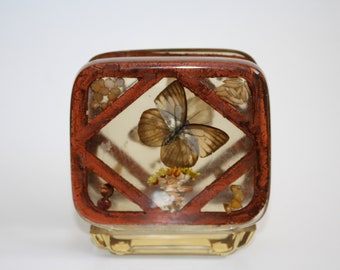 Servilletero vintage de mariposa de Lucite, organizador de correo
