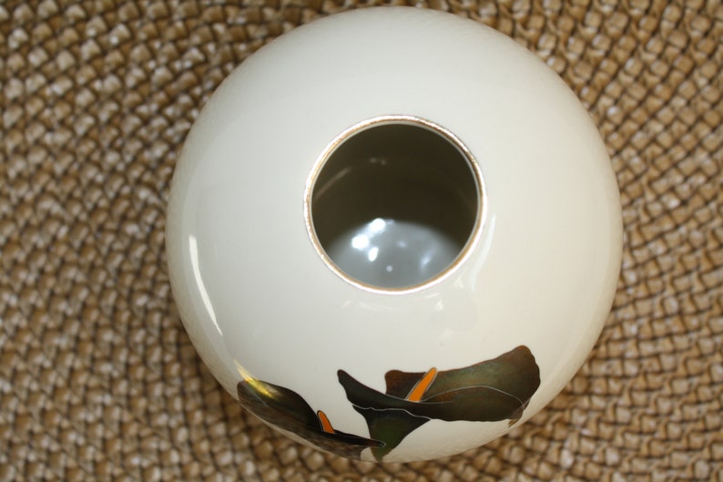 Vintage Golden Calla Otagiri Spherical Vase