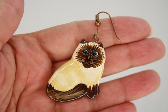 Adorable vintage CAT Earrings Siamese cats Lightw… - image 5