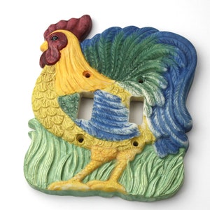 Vintage Rooster Switchplate  Lightswitch plate Cottage core Farmhouse