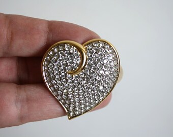 Swarovski Crystal Heart Brooch - Signed Butler - Sparkly Jewelry